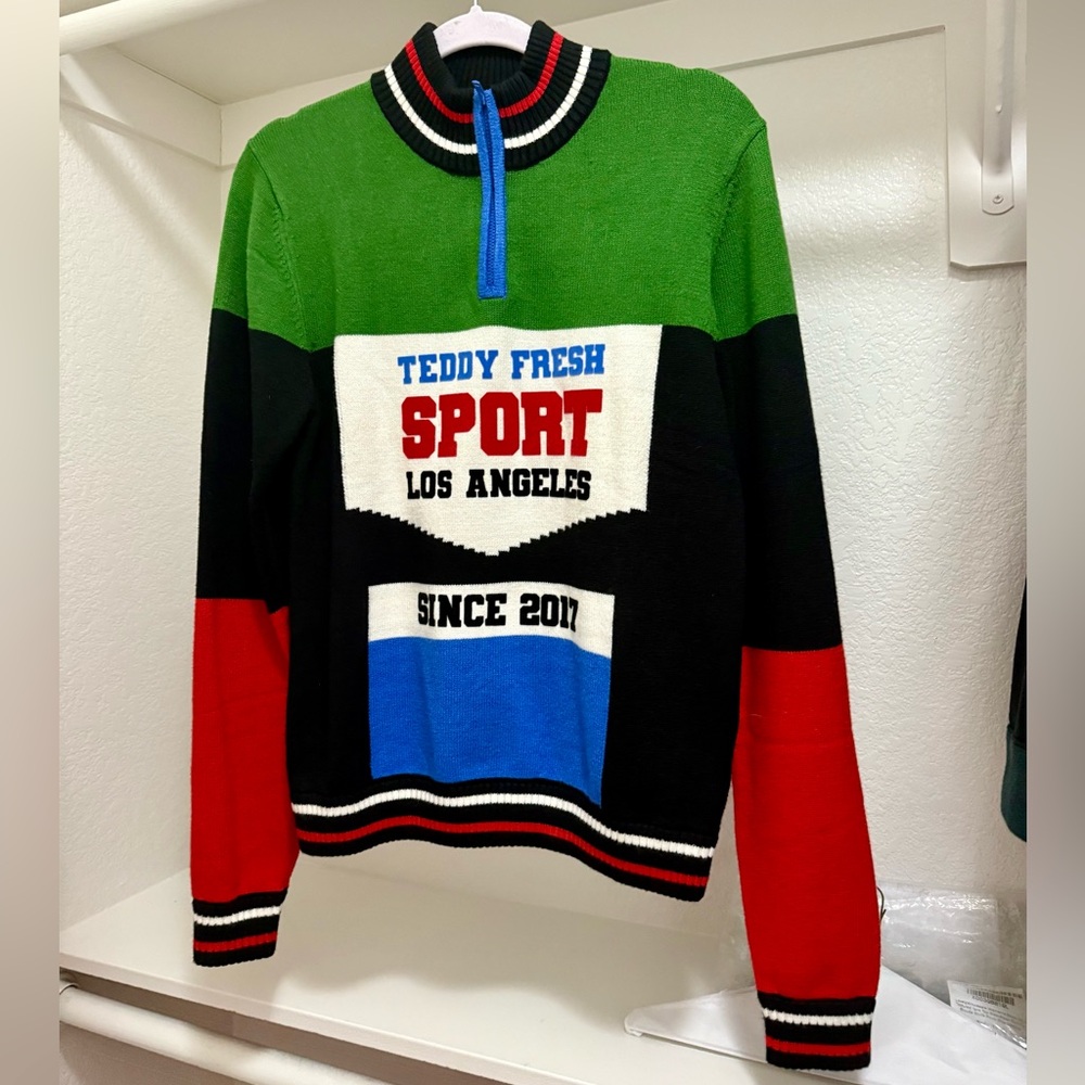Teddy Fresh Green and Black Zip Up Sweater